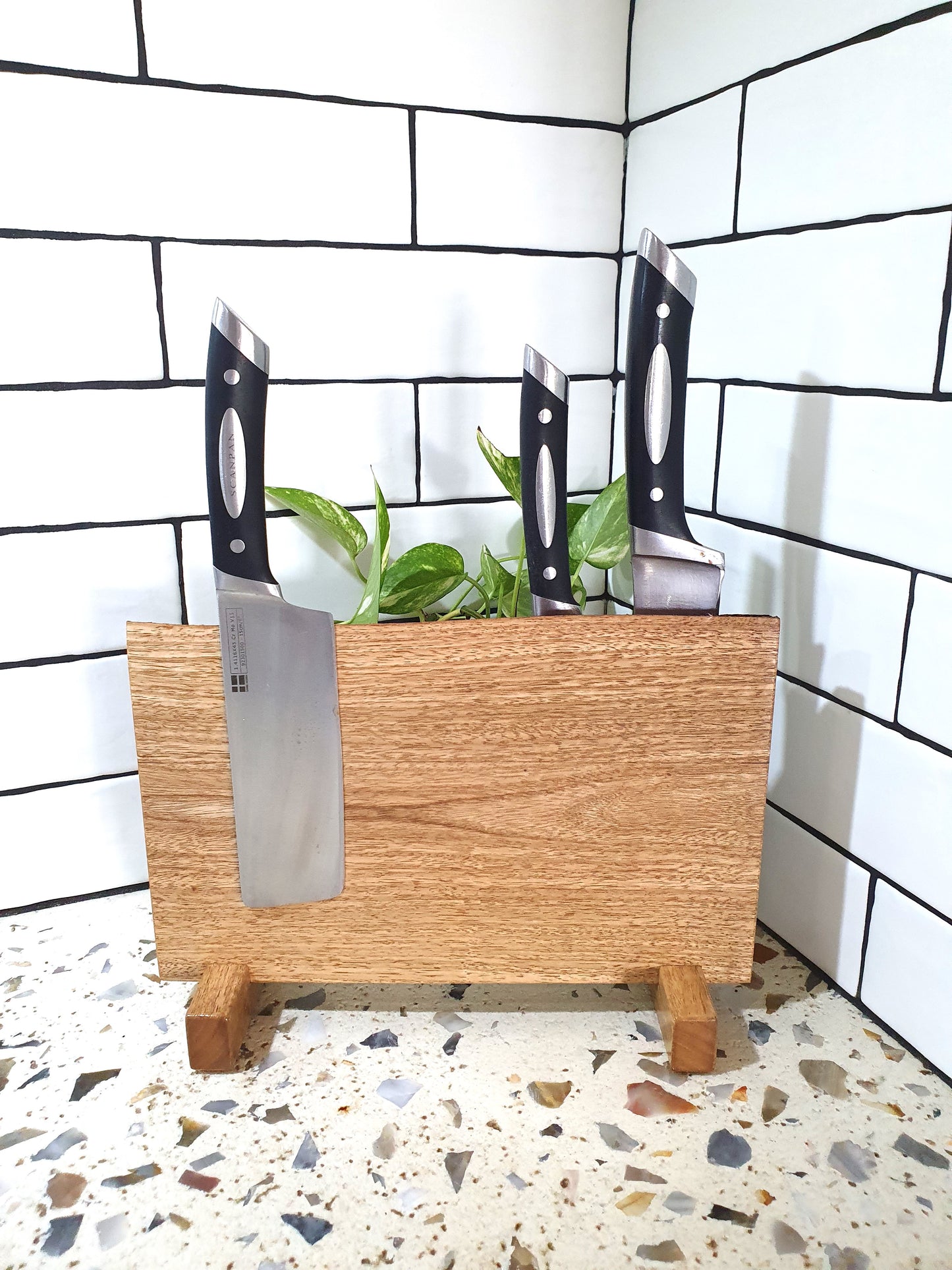 Magnetic Free Standing Knife Block made from Australian Marri timber.