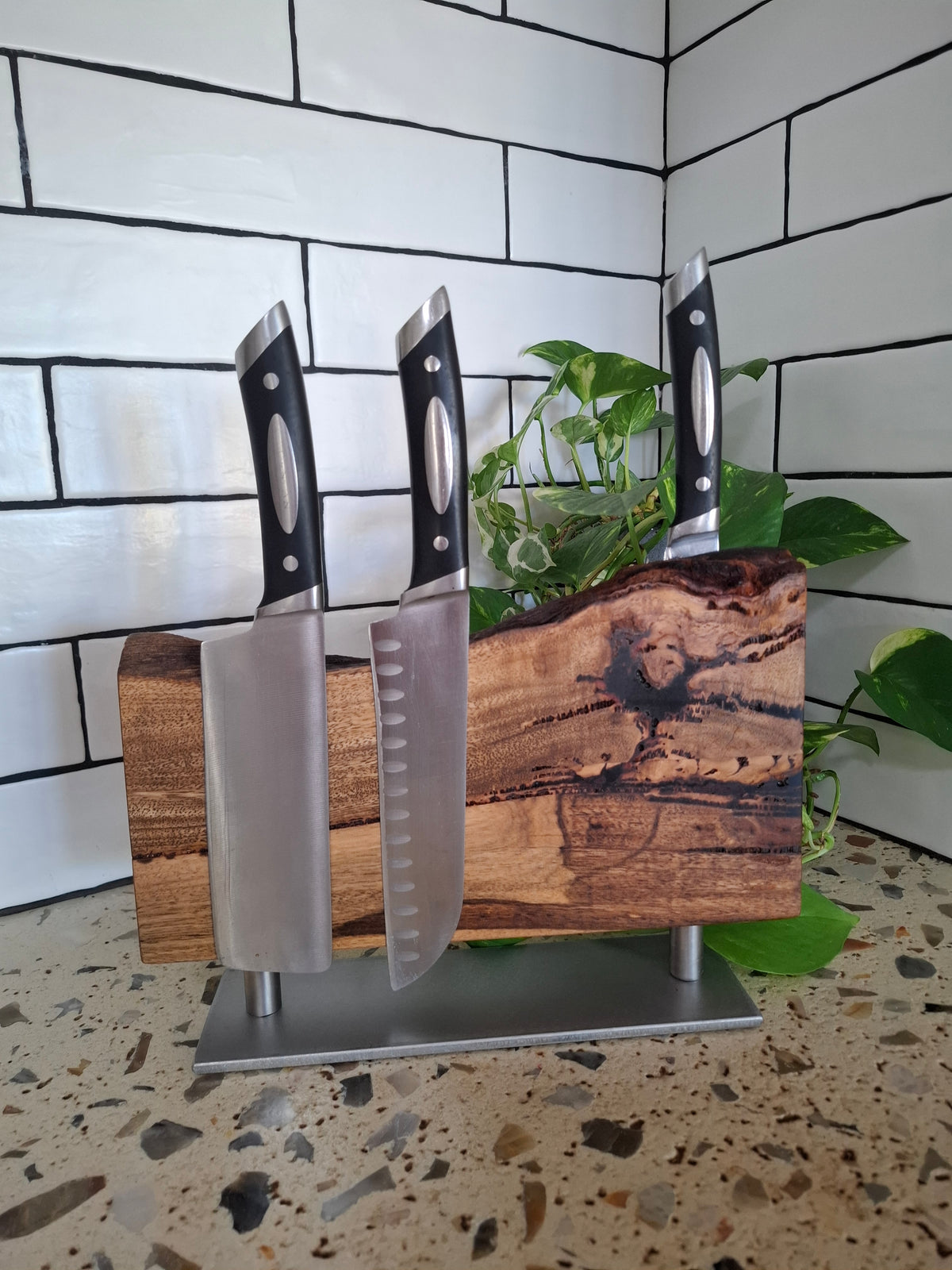 Handmade Magnetic Knife Block: Australian Wooden Kitchen Organizer