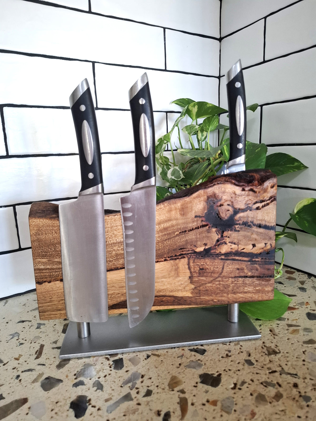 Handmade Magnetic Knife Block: Australian Wooden Kitchen Organizer