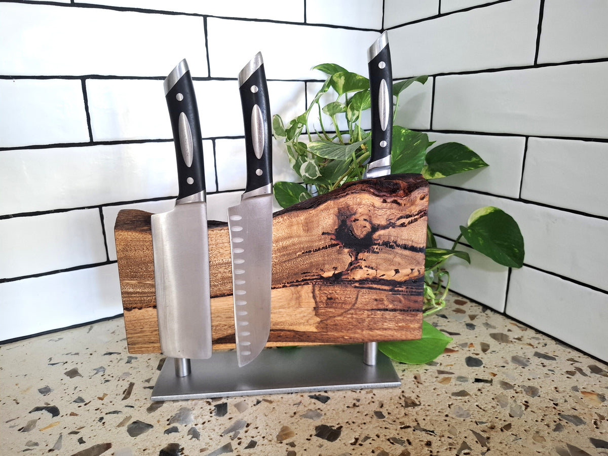 Handmade Magnetic Knife Block: Australian Wooden Kitchen Organizer