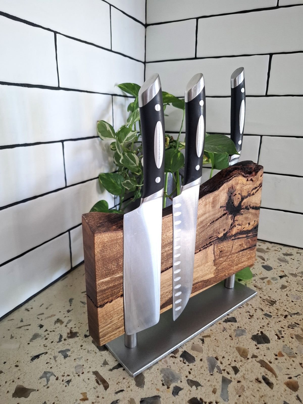 Handmade Magnetic Knife Block: Australian Wooden Kitchen Organizer