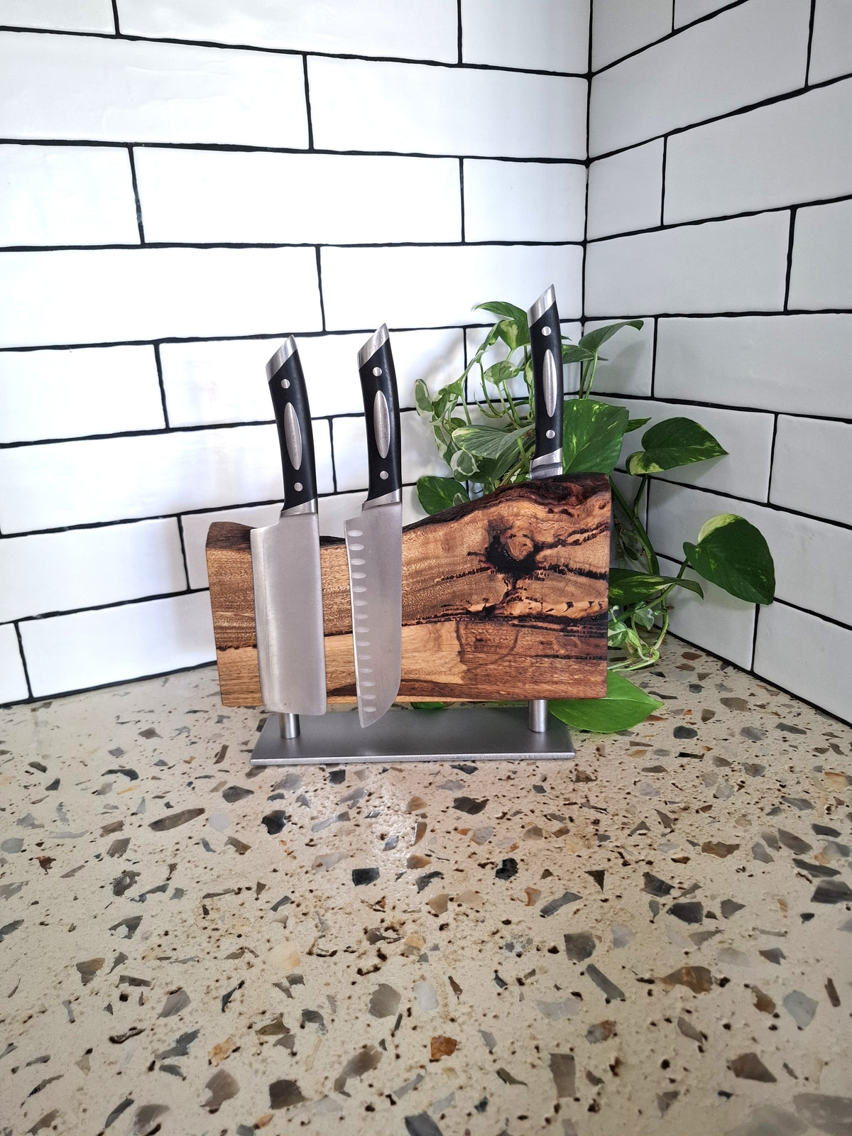 Handmade Magnetic Knife Block: Australian Wooden Kitchen Organizer