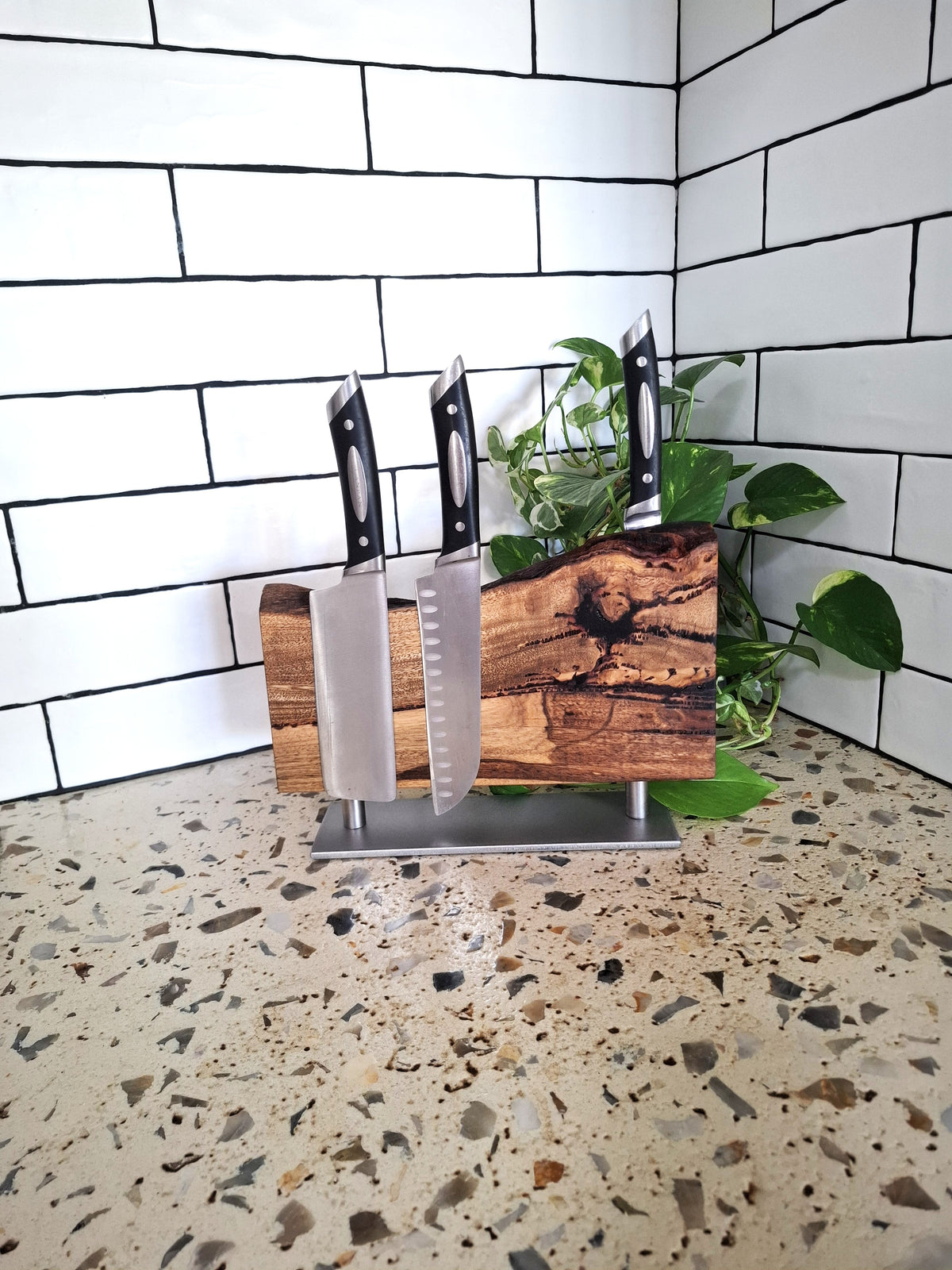 Handmade Magnetic Knife Block: Australian Wooden Kitchen Organizer