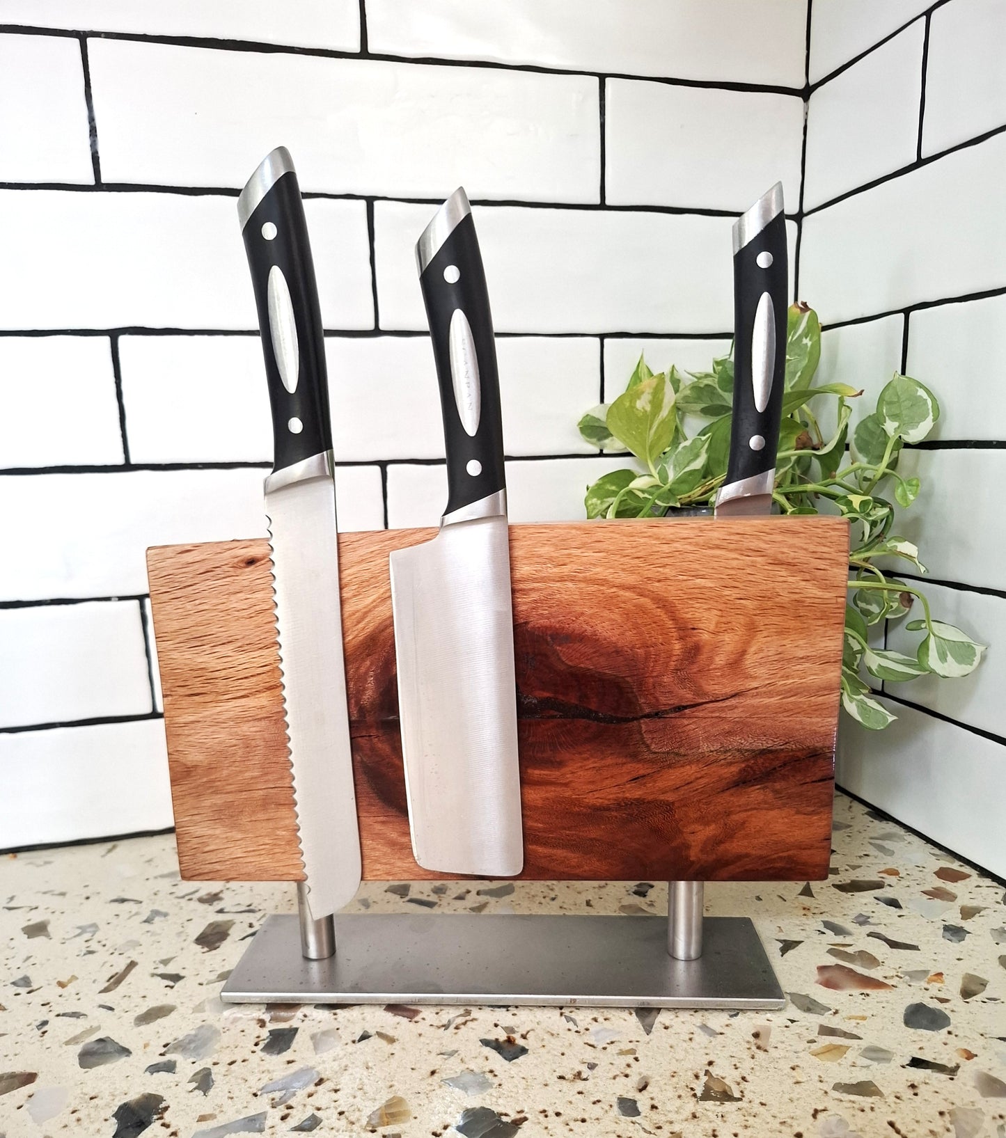 Handmade Magnetic Knife Block: Australian Wooden Kitchen Organizer