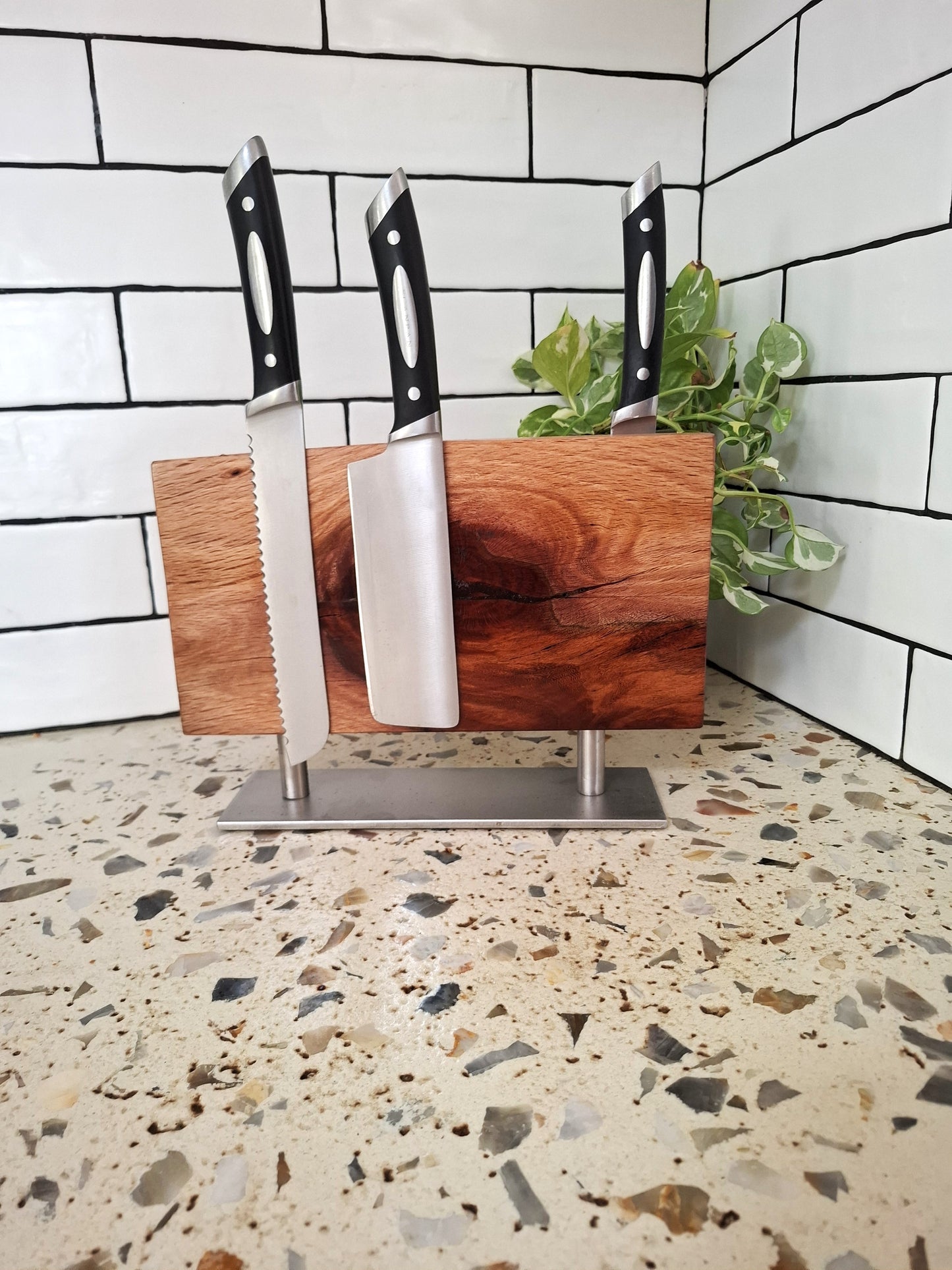 Handmade Magnetic Knife Block: Australian Wooden Kitchen Organizer