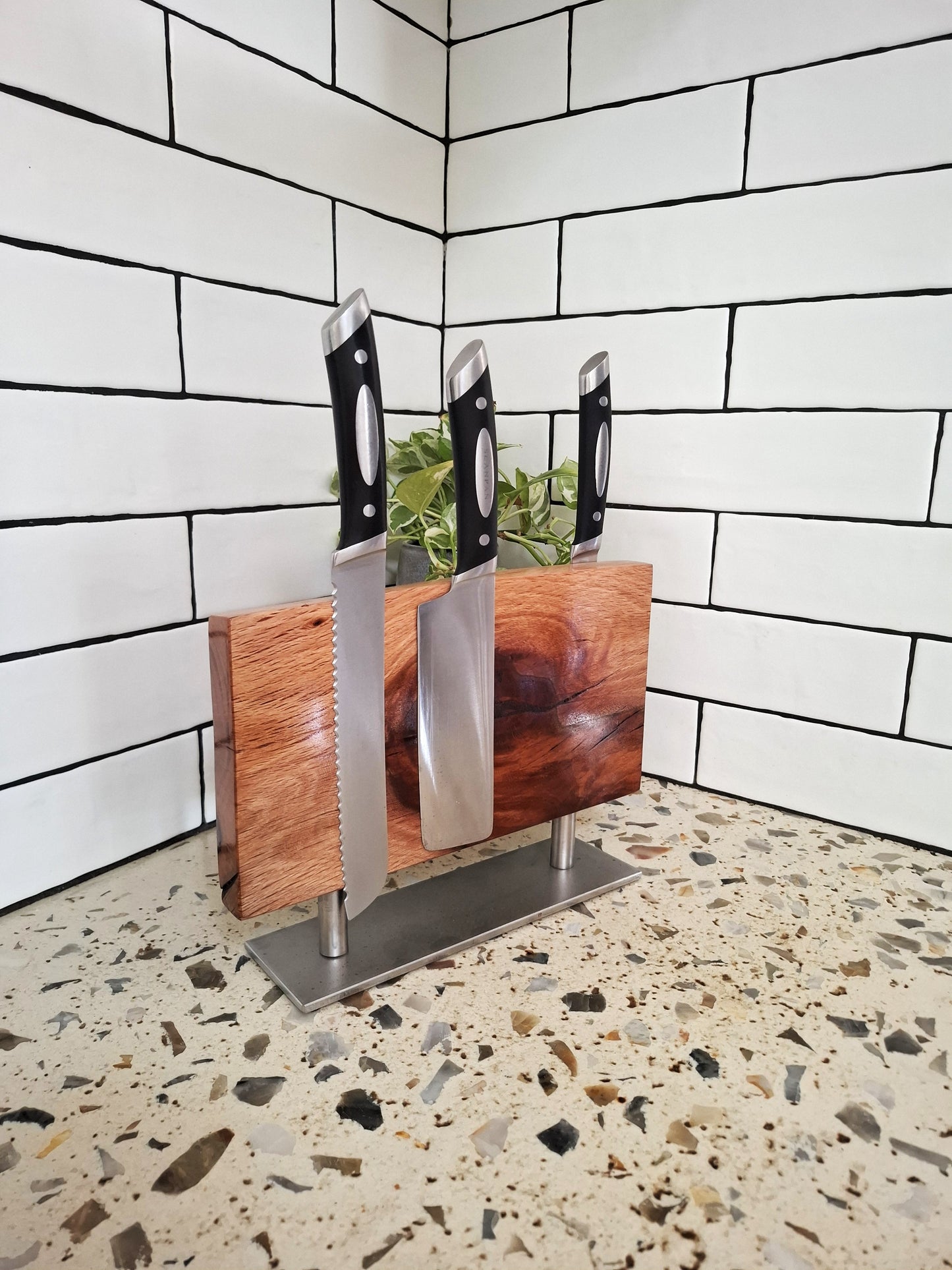 Handmade Magnetic Knife Block: Australian Wooden Kitchen Organizer