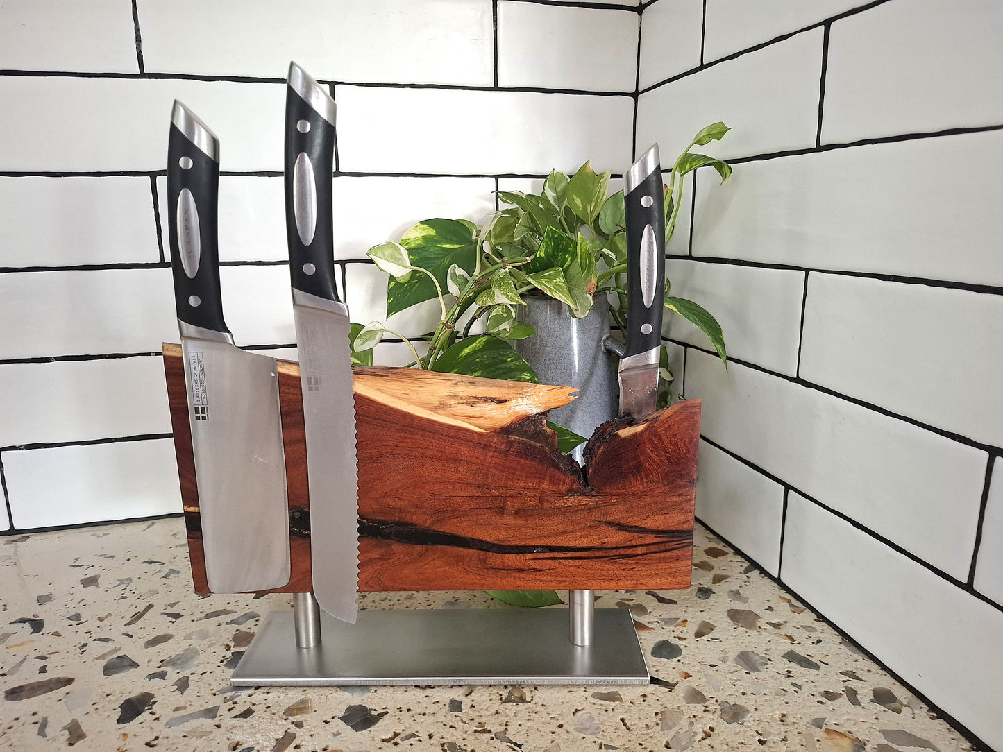 Handmade Magnetic Knife Block: Australian Wooden Kitchen Organizer
