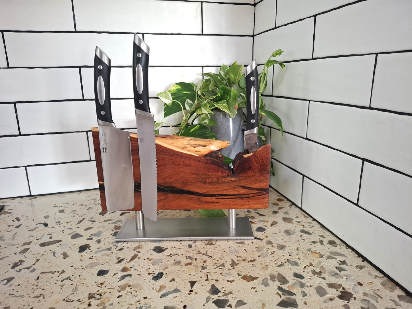 Handmade Magnetic Knife Block: Australian Wooden Kitchen Organizer