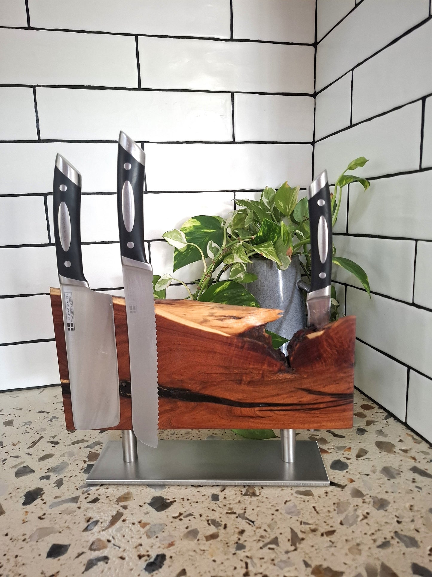 Handmade Magnetic Knife Block: Australian Wooden Kitchen Organizer