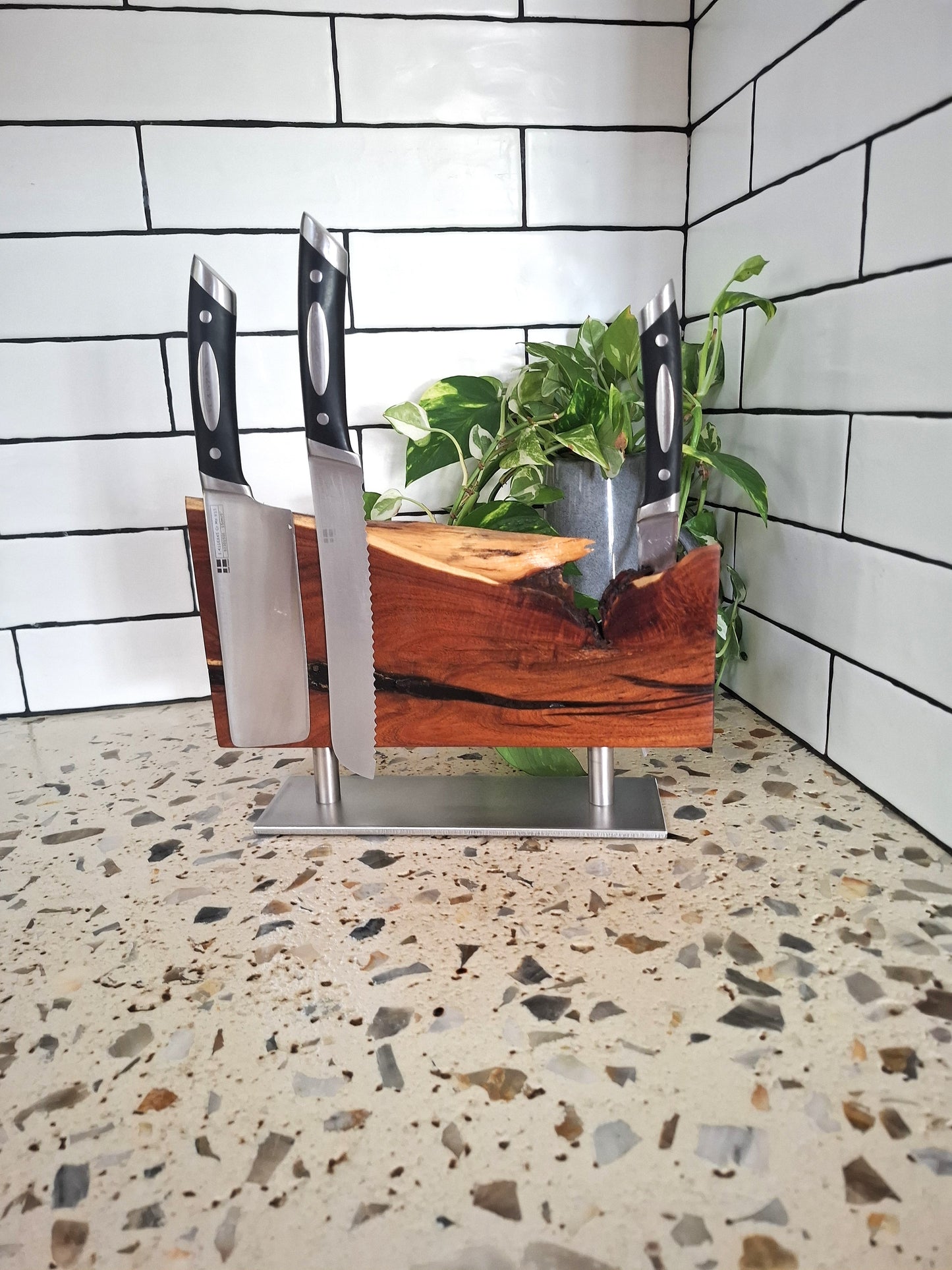 Handmade Magnetic Knife Block: Australian Wooden Kitchen Organizer
