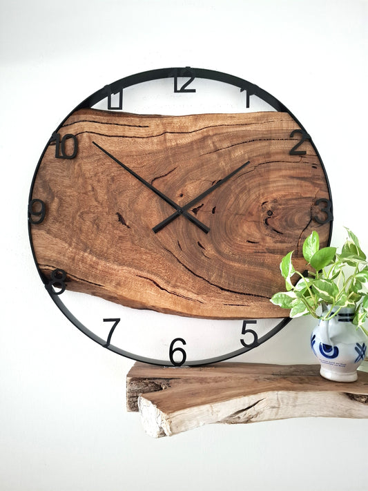 Handmade Wooden Wall Clock, Wooden Wall Clock, Large Timber Wall Clock, 5th anniversary gift (Copy)