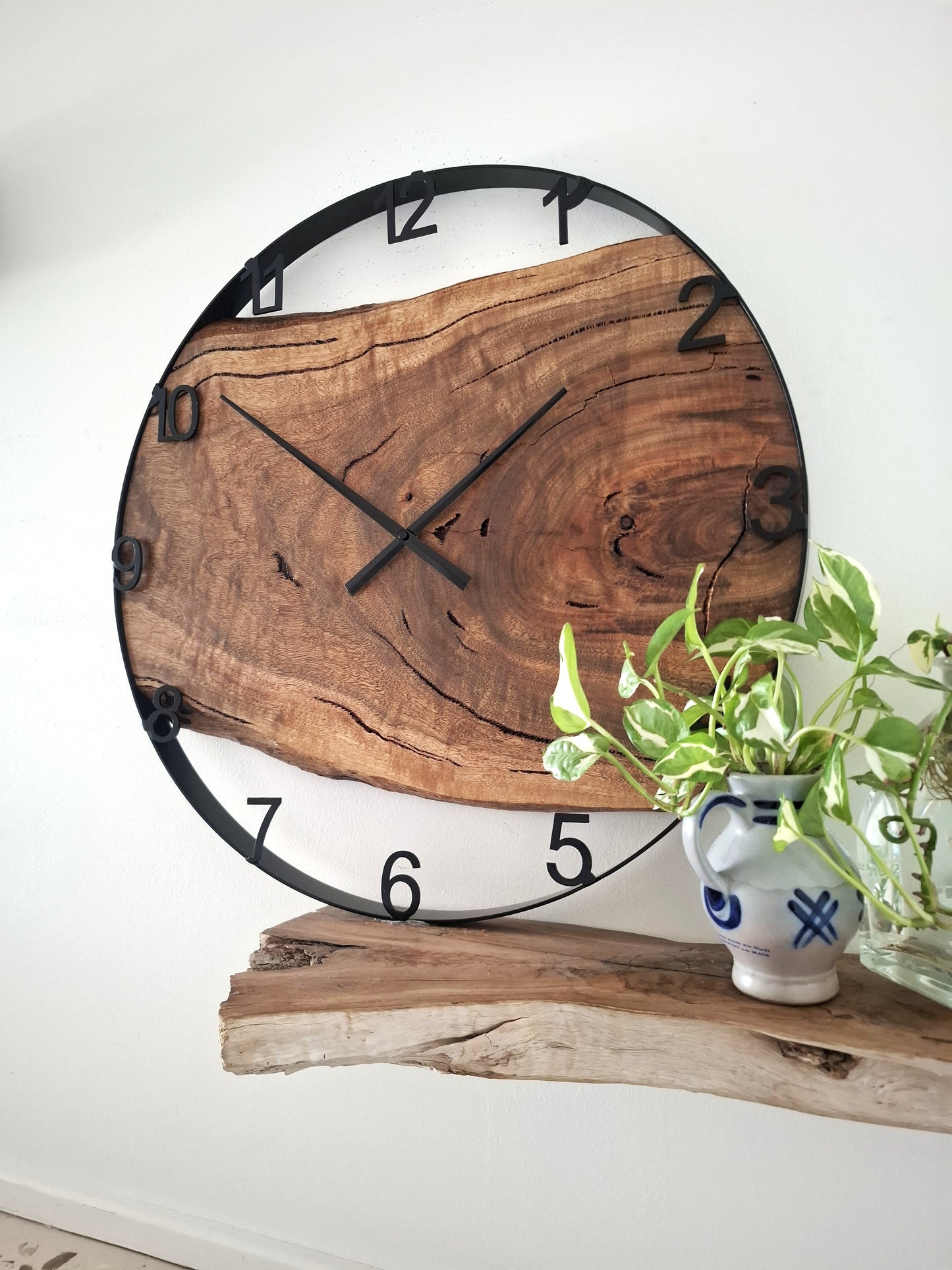 Handmade Wooden Wall Clock, Wooden Wall Clock, Large Timber Wall Clock, 5th anniversary gift (Copy)